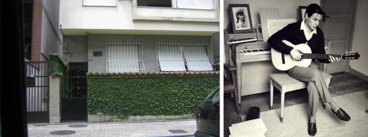 The apartment where Tom Jobim wrote Corcovado, and a picture of him inside. Photos via culturabrasil.com.br. 