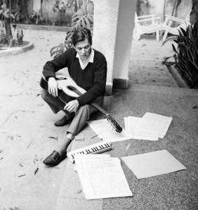 Tom composing at his home on Rua Barão da Torre in Ipanema, in the 1960s.
